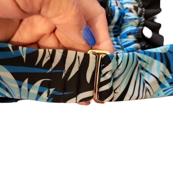 NWT Time & Tru Bikini Top /Bandeau Swim 12/14 Tropical Print Large - Picture 7 of 15